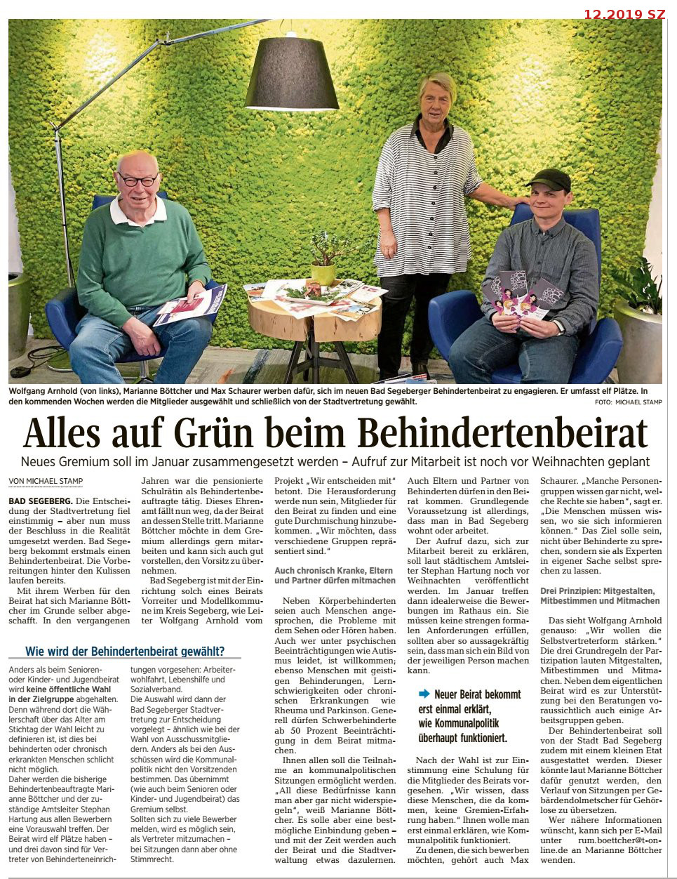 Wir entscheiden mit Pressebericht Behindertenbeirat SE SZ 12Dez 2019