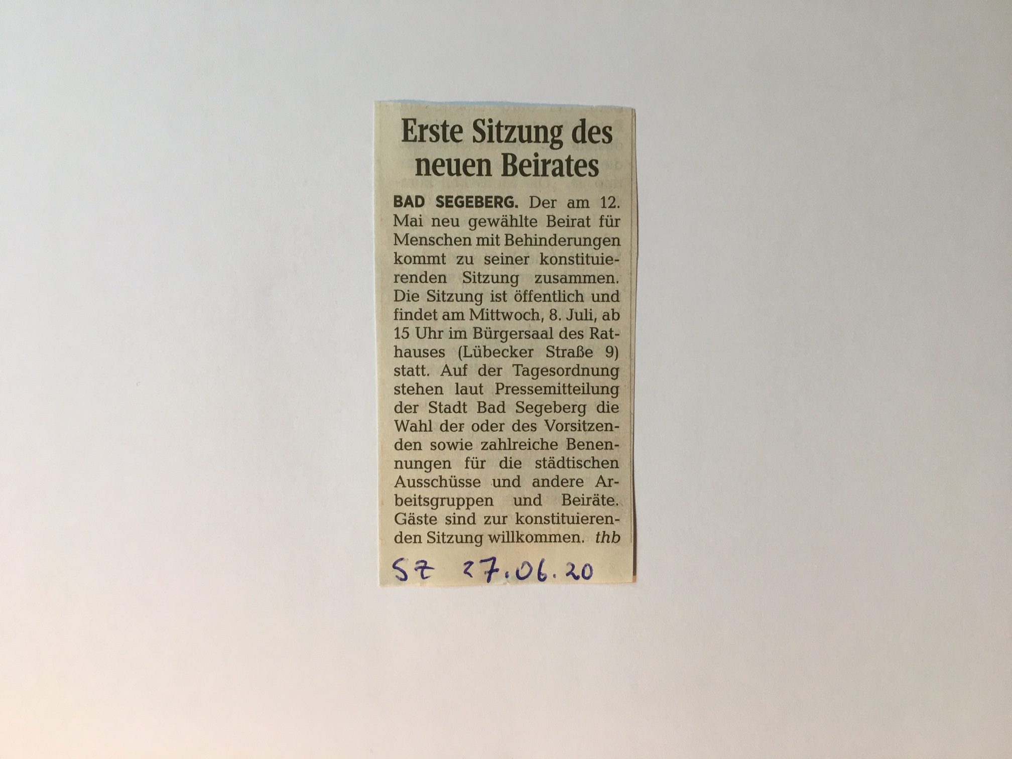 Wir entscheiden mit Pressebericht SE Beirat konstituierende Sitzung SZ 270620